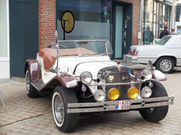 Halle, Belgium - May 20, 2017: Collectors meeting of classic cars and muscle cars. The exhibition took place in the streets of Halle. Amateurs from Belgium came to show their vehicles.