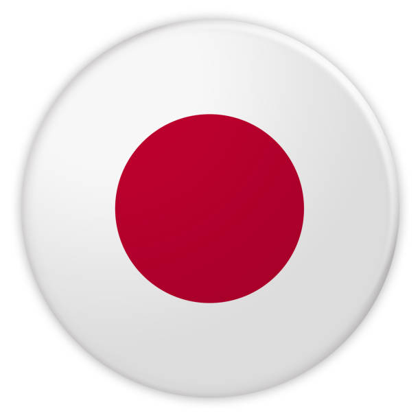 botón de bandera japón, noticias concepto divisa, ilustración 3d sobre fondo blanco - japan flag japanese flag white fotografías e imágenes de stock