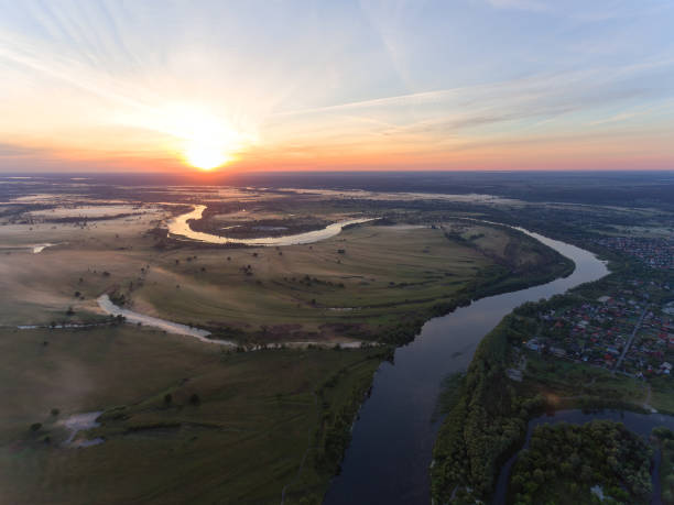 istock aerial view of river at sunrise 691108276