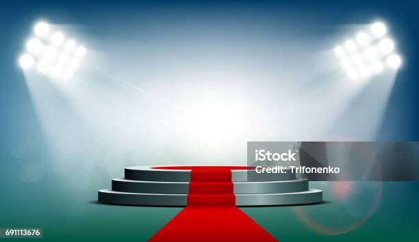 Round Podium With A Red Carpet Stock Illustration - Download Image Now - Red Carpet Event, Award, Stage - Performance Space