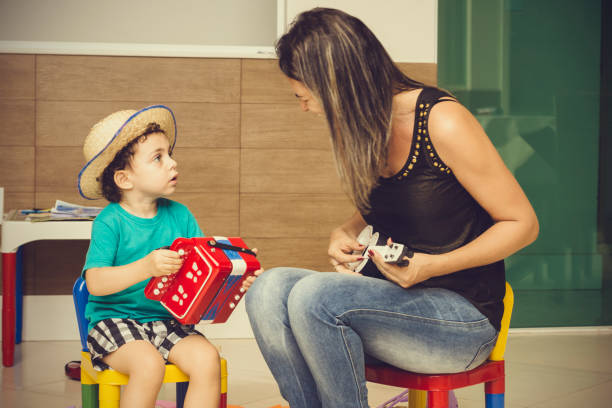 Cute little boy and his mom.