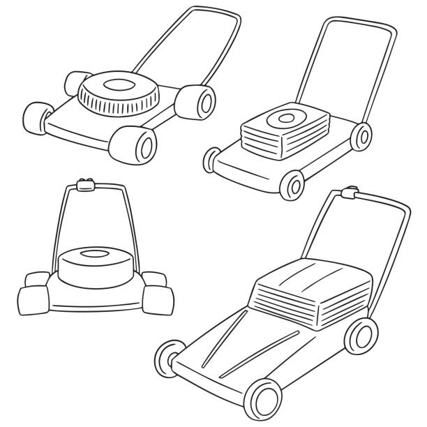 제초기 - rotary mower illustrations stock illustrations