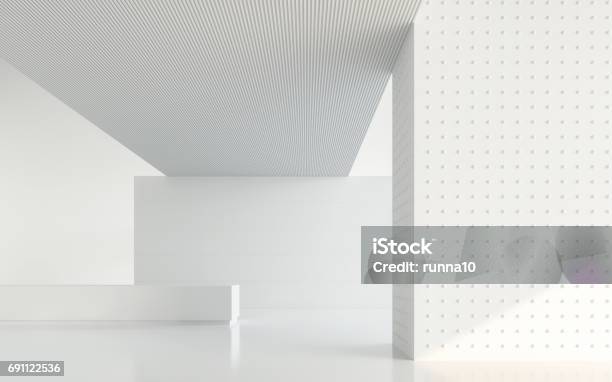 空の白い部屋モダンな空間インテリアの 3 D レンダリング画像 - 白色のストックフォトや画像を多数ご用意 - 白色, 建築, 抽象的