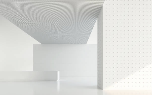 imagem de renderização do quarto branco vazio moderno espaço interior 3d - abstract architecture decor decoration - fotografias e filmes do acervo