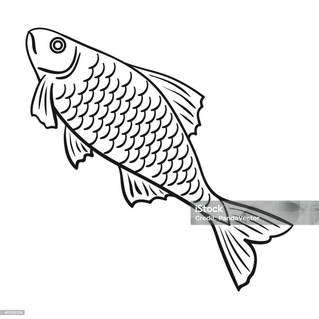 Fish Icon In Outline Style Isolated On White Background Fishing ...
