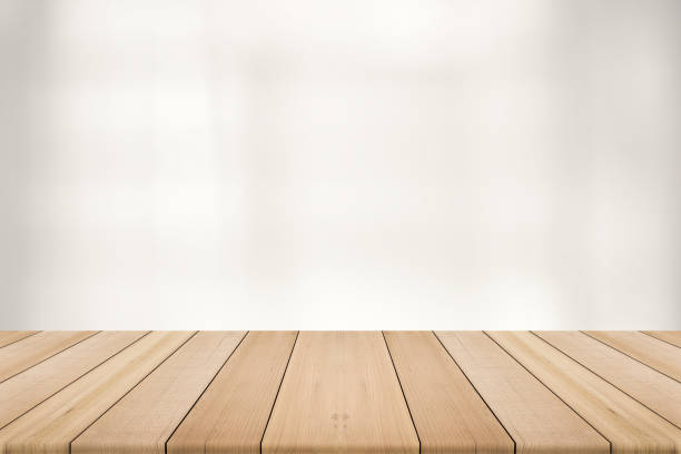 istock table top on blurred background,Space available for the product 691127466