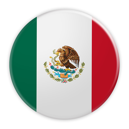 Mexico Flag Button, News Concept Badge, 3d illustration on white background