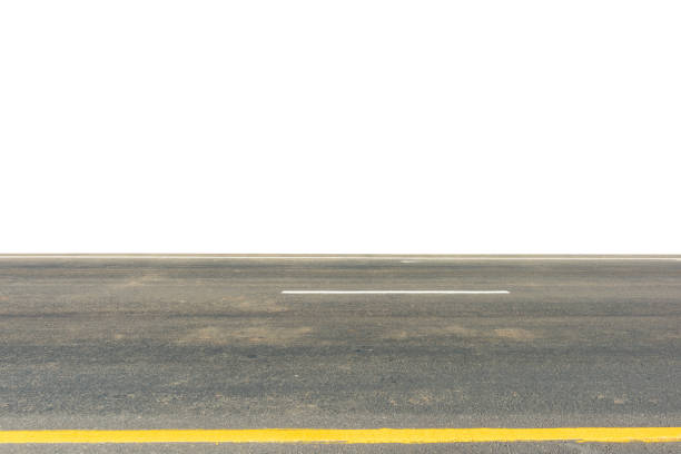 istock Side view of asphalt road isolated on white 691163900