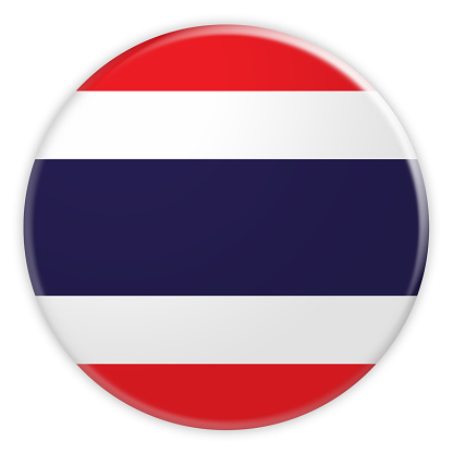 Thailand Flag Button, 3d illustration on white background