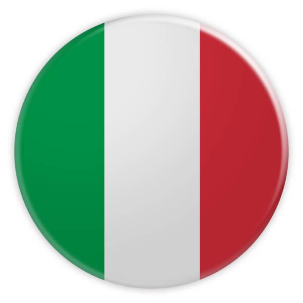 istock Italy Flag Button, 3d illustration on white background 691181882