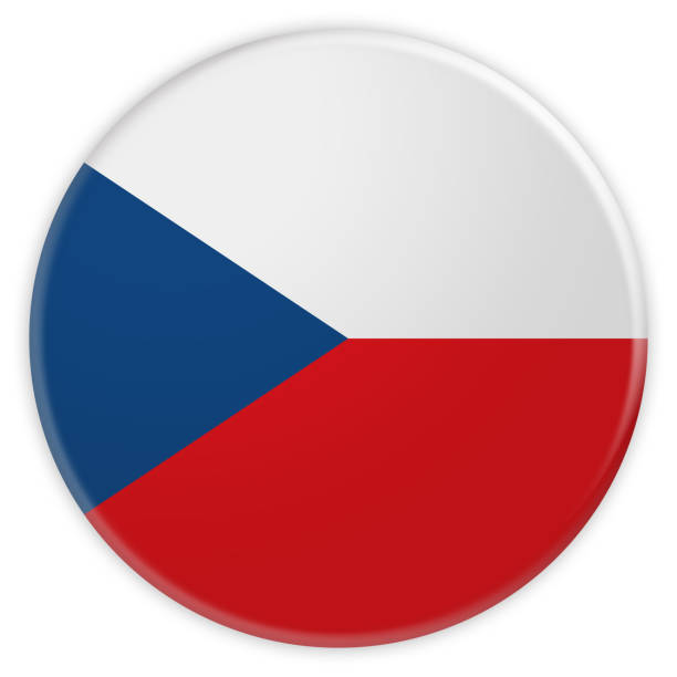 Czech Republic Flag Button, 3d illustration on white background