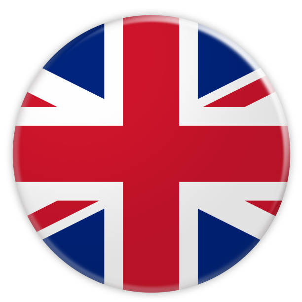 istock Great Britain Union Jack Flag Button, 3d illustration on white background 691186694