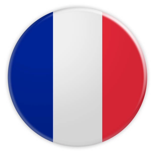 France Flag Button, 3d illustration on white background