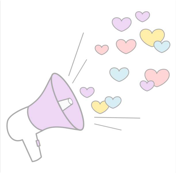 istock cute cartoon megaphone with colorful hearts concept vector illustration 691188000