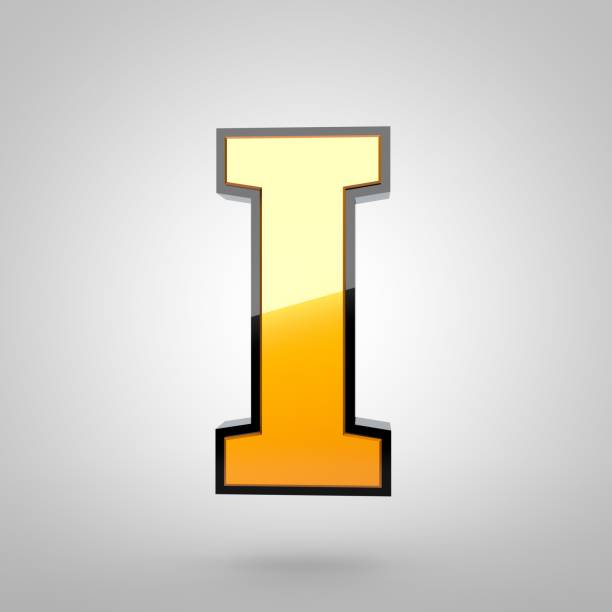 istock Gold letter I uppercase with black fillet 691195852