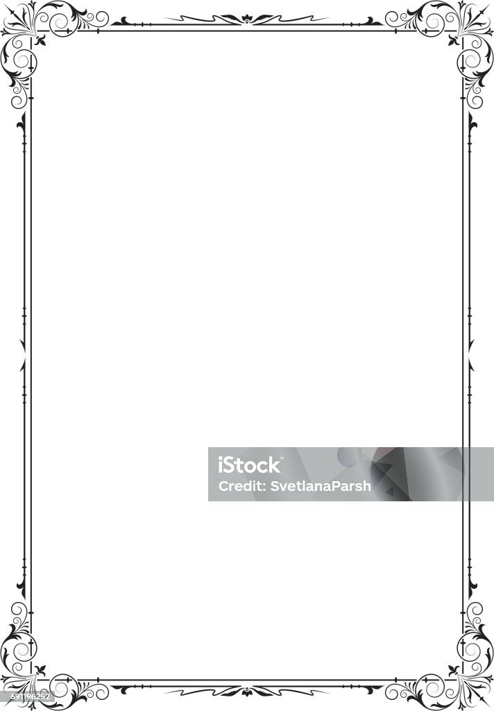 Black Rectangular Ornate Frame Page Decoration A4 Page Proportions ...