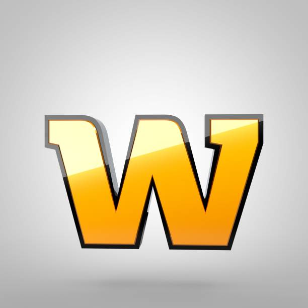 istock Gold letter W lowercase with black fillet 691198928