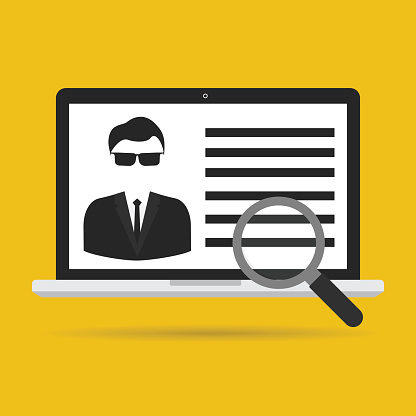 Computer Laptop With Magnifying Glass For User Identified Vector ...