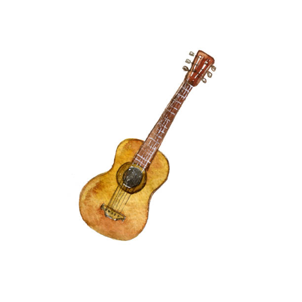 aquarell zeichnung gitarre - guitar classical music classical style jazz stock-grafiken, -clipart, -cartoons und -symbole