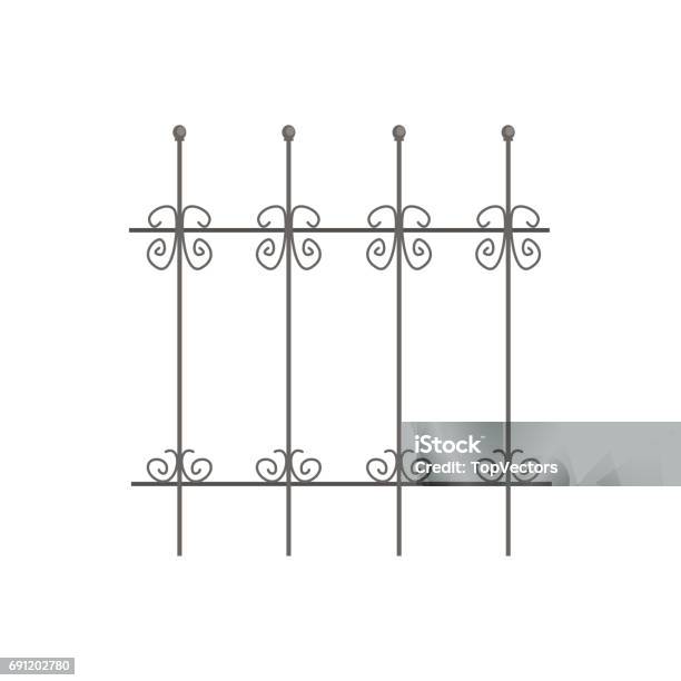 Fancy Fence Vector Decorative Iron Fence For Park Or Garden Vector Illustration Stock ...