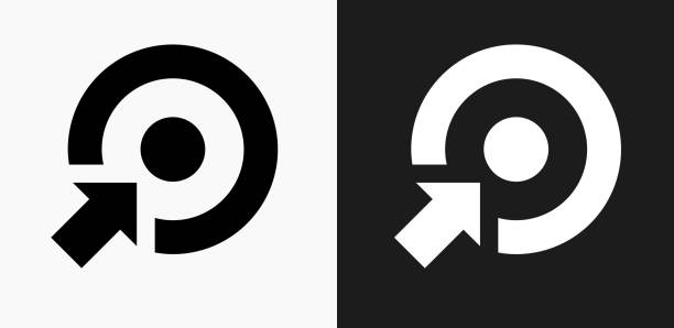 ilustrações, clipart, desenhos animados e ícones de ícone de alvo em preto e branco vector backgrounds - icon set arrow sign symbol computer icon