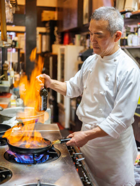 Japanese Chef Working in a Tokyo Restaurant