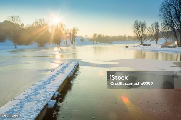 Freezing Lake In Winter Stock Photo - Download Image Now - Lake, Winter, Munich