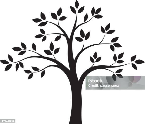 Black And White Tree Vector Stock Illustration - Download Image Now - Tree, Black And White, Clip Art