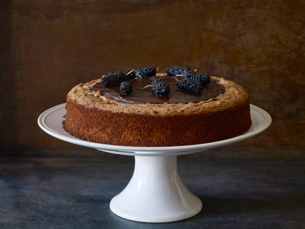 美味しいケーキ - baked brown cake circle ストックフォトと画像