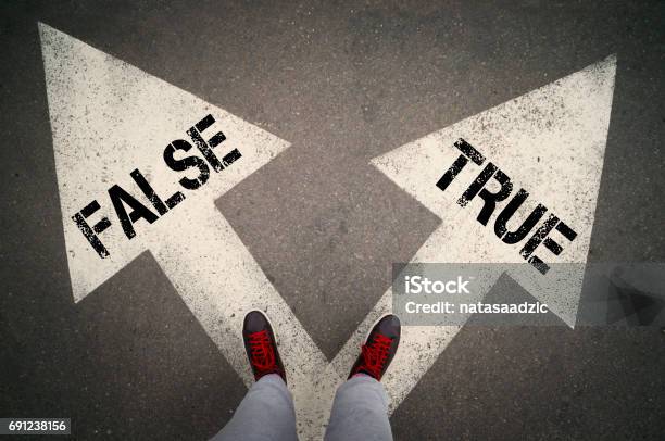 True Or False Stock Photo - Download Image Now - Illusion, Dishonesty, Honesty
