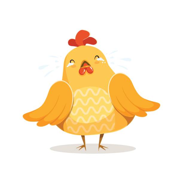 illustrations, cliparts, dessins animés et icônes de oiseau poussin de dessin animé mignon pleurer vector illustration de la personnage haut en couleur - animal young bird baby chicken chicken