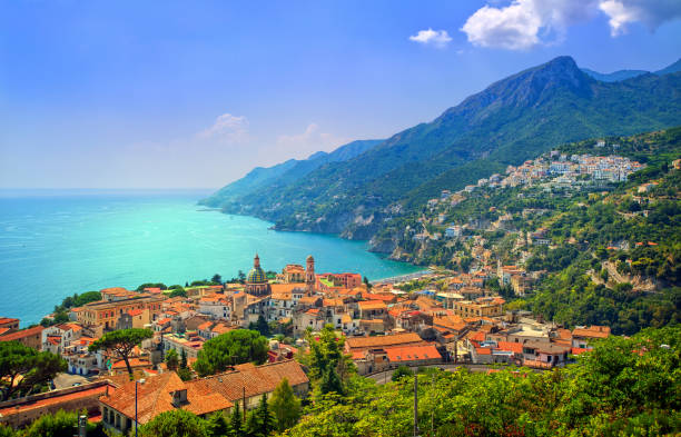 salerno on amalfi coast south of naples, italy - salerno imagens e fotografias de stock