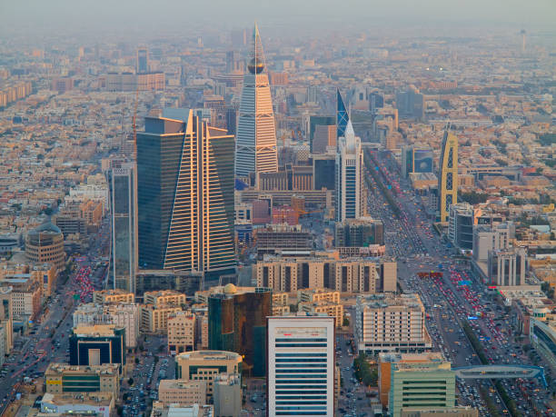 Riaydh RIYADH - FEBRUARY 29: Aerial view of Riyadh downtown on February 29, 2016 in Riyadh, Saudi Arabia. riyadh photos stock pictures, royalty-free photos & images