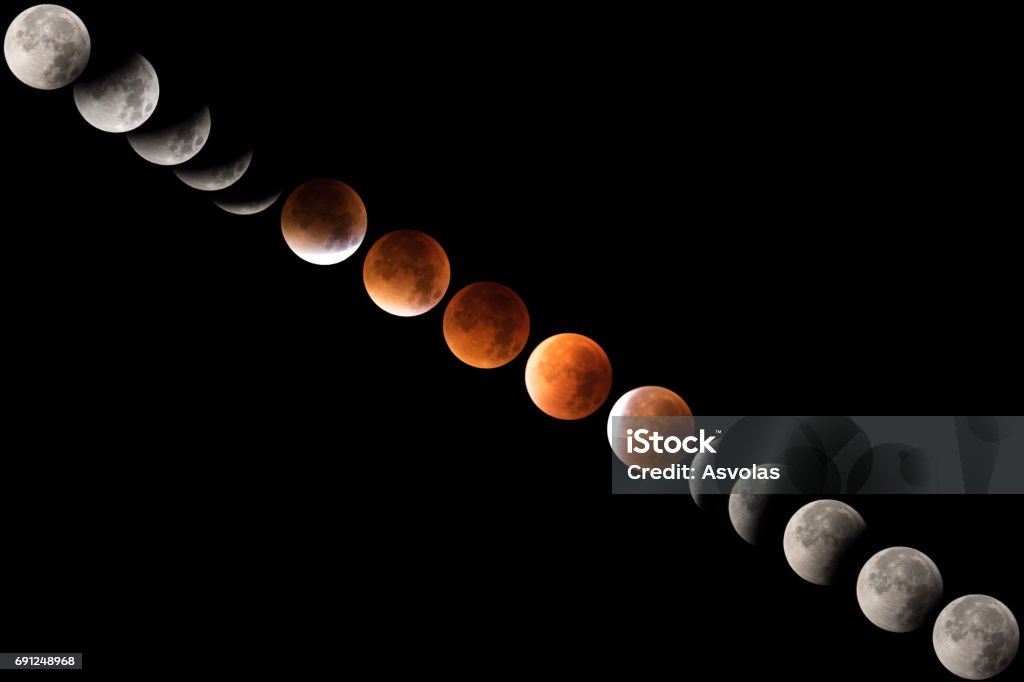 Total lunar eclipse sequence Total Lunar Eclipse Stock Photo
