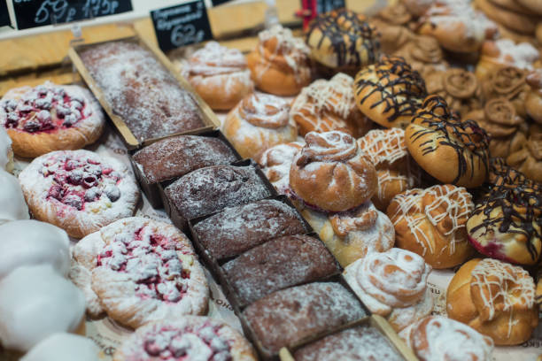 istock Modern bakery with assortment of bread, cakes and buns 691252056