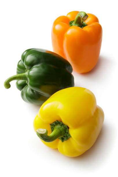 istock Vegetables: Bell Peppers, Yellow, Green and Orange Isolated on White 691255612