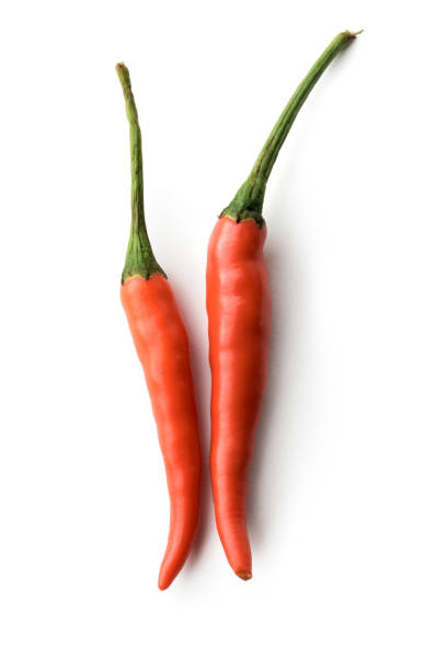 Vegetables: Red Chili Peppers Isolated on White Background