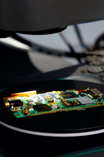 Microchip Matrix Nano Technology Concept Background Micro Chip Matrix Illuminated On A ...
