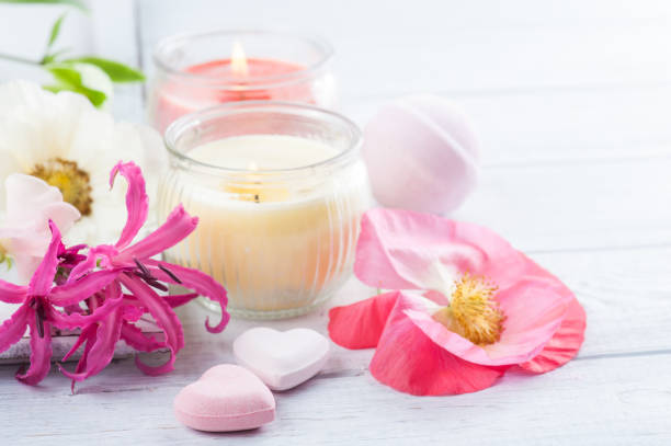 istock Bath bombs on old wooden background 691256194