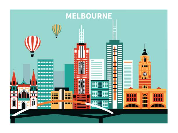 メルボルン オーストラリア。 - melbourne skyline australia city点のイラスト素材／クリップアート素材／マンガ素材／アイコン素材