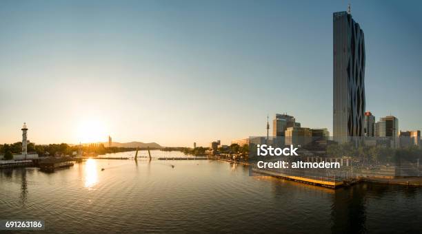 Panorama Vienna Danube City And Danube Island Stock Photo - Download Image Now - Vienna - Austria, Urban Skyline, Danube River