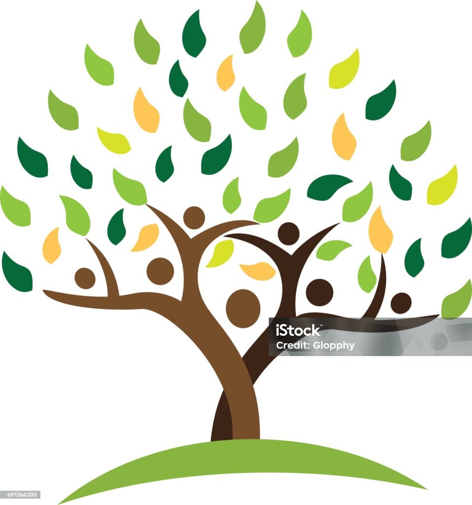 tree family people green leafs . Ecology concept vector design Tree family people green leafs . Ecology concept icon vector design Tree stock vector