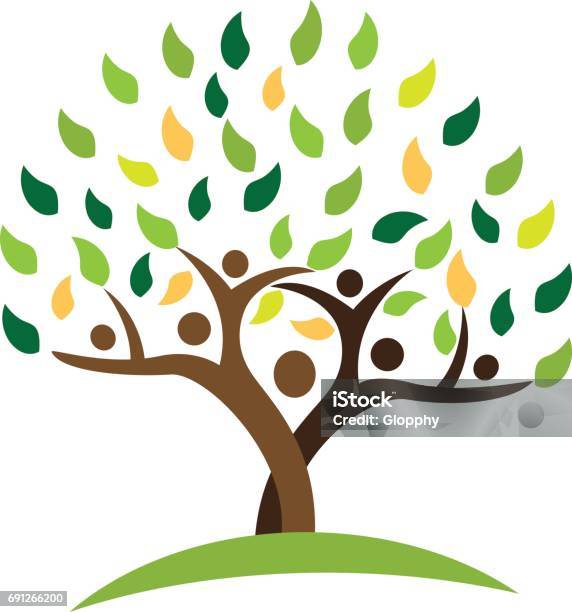 Tree Family People Green Leafs Ecology Concept Vector Design Stock Illustration - Download Image Now