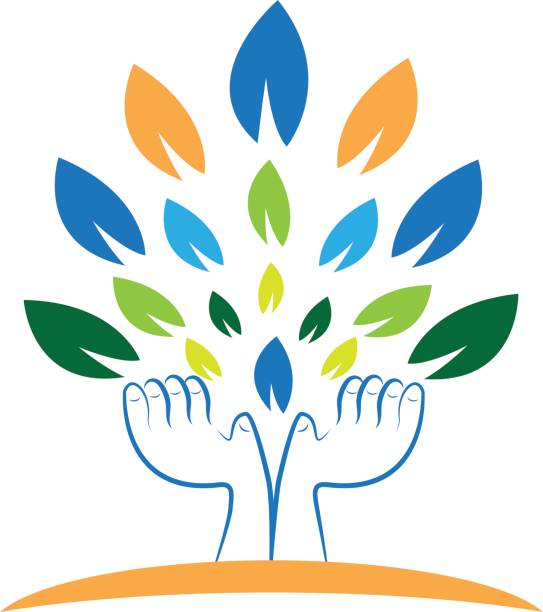 ilustrações de stock, clip art, desenhos animados e ícones de hands holding a tree vector - community outreach tree education people