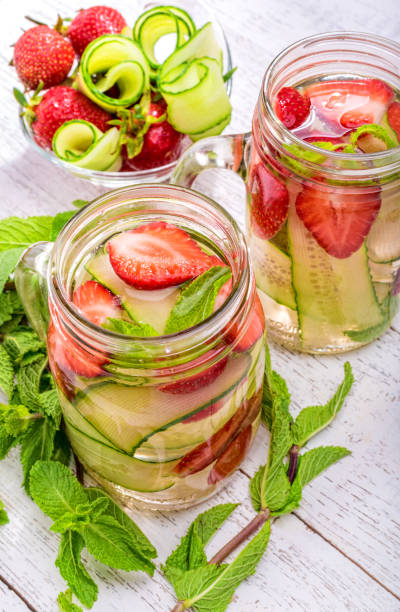 istock Cucumber and strawberry detox water . 691266874