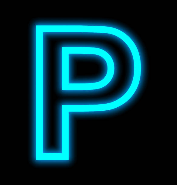 istock letter P neon lights outlined isolated on black 691272090