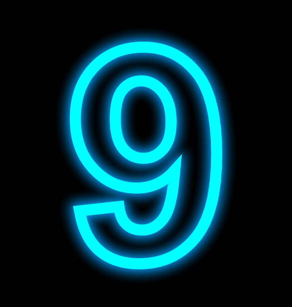 istock number 9 neon lights outlined isolated on black 691272810