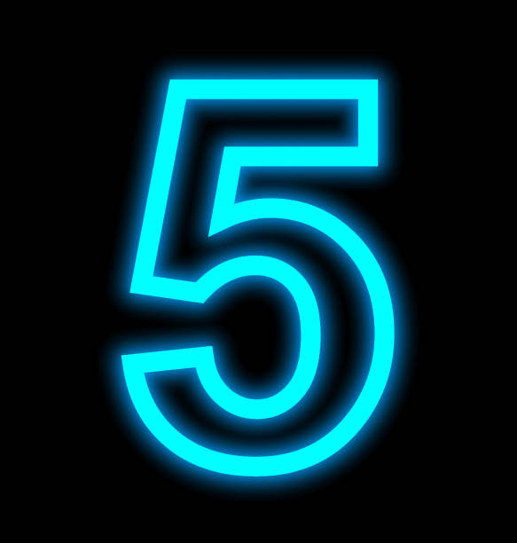 istock number 5 neon lights outlined isolated on black 691272958