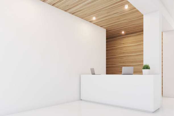 Light wooden reception, armchair, side