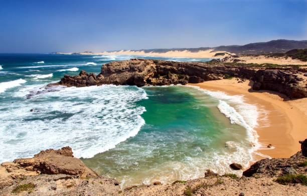 Beautiful coastline with rock formations stock photo